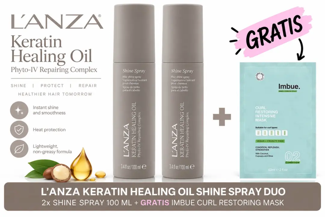 L’ANZA Keratin Healing Oil Shine Spray Duo + Gratis Imbue Masker