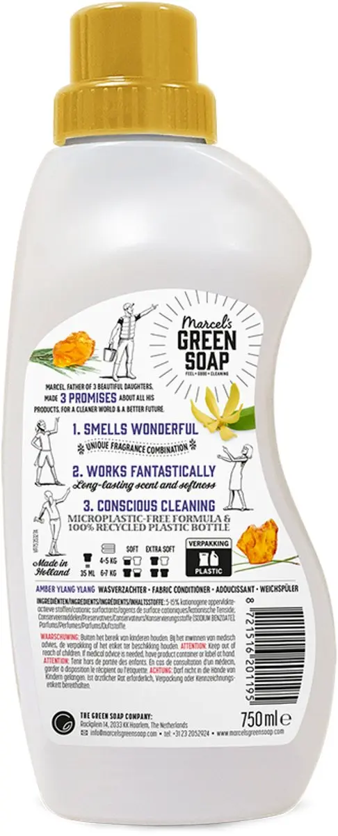 Marcel's Green Soap Wasverzachter Amber & Ylang Ylang 750ml