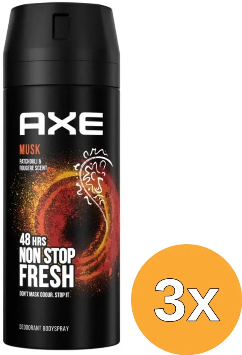 3x Axe Deodorant bodyspray musk (150 ml)