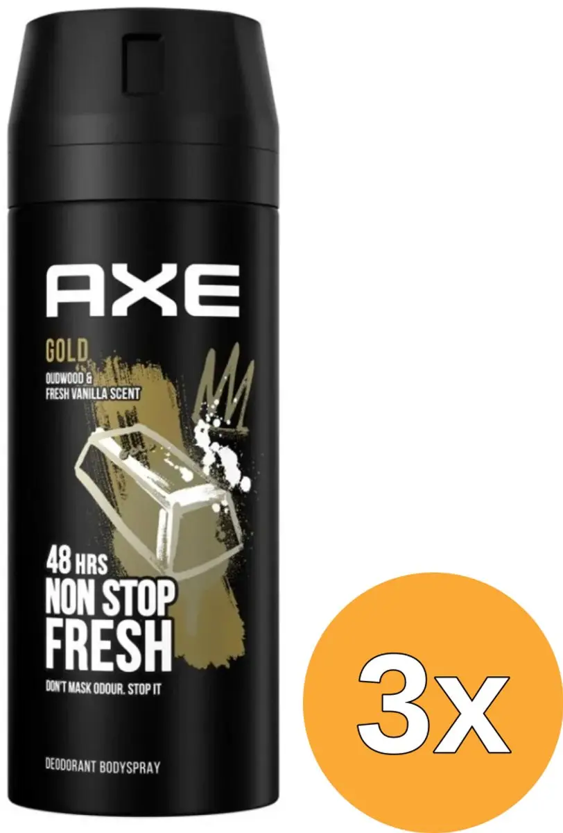 3x Axe Deodorant bodyspray gold (150 ml)
