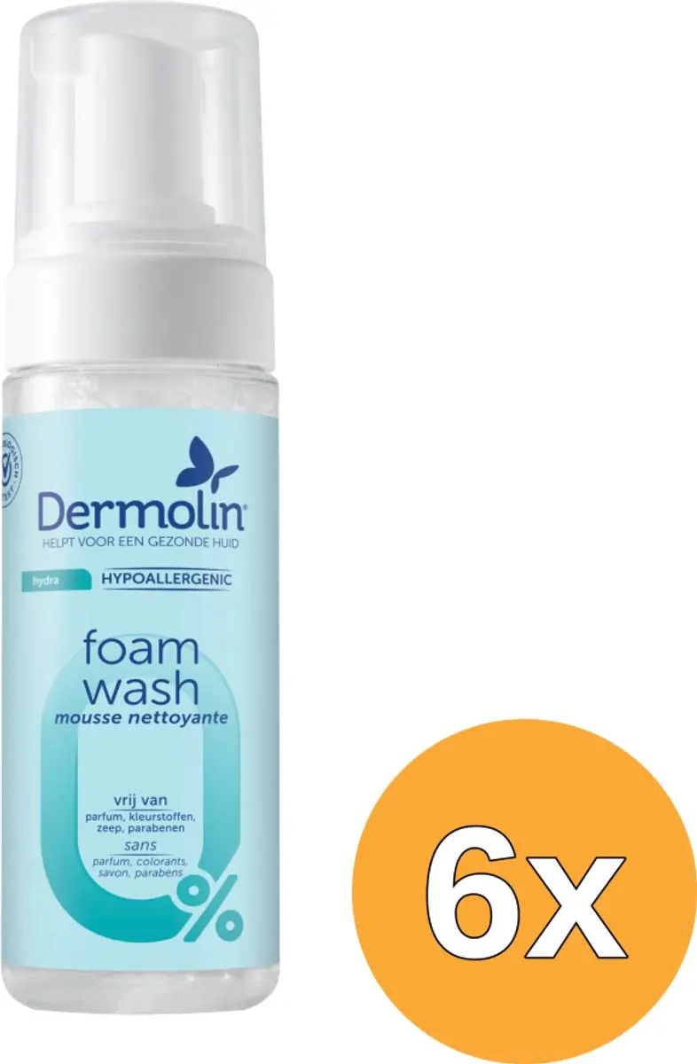 6x Dermolin Foam Wash Hydraterend foamer (150 ml)