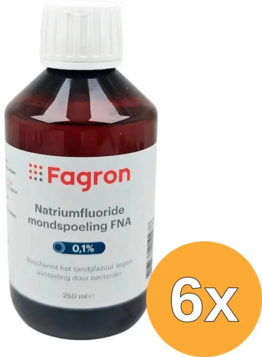 6x Fagron Mondspoeling 0.1% Natriumfluoride (250 ml)