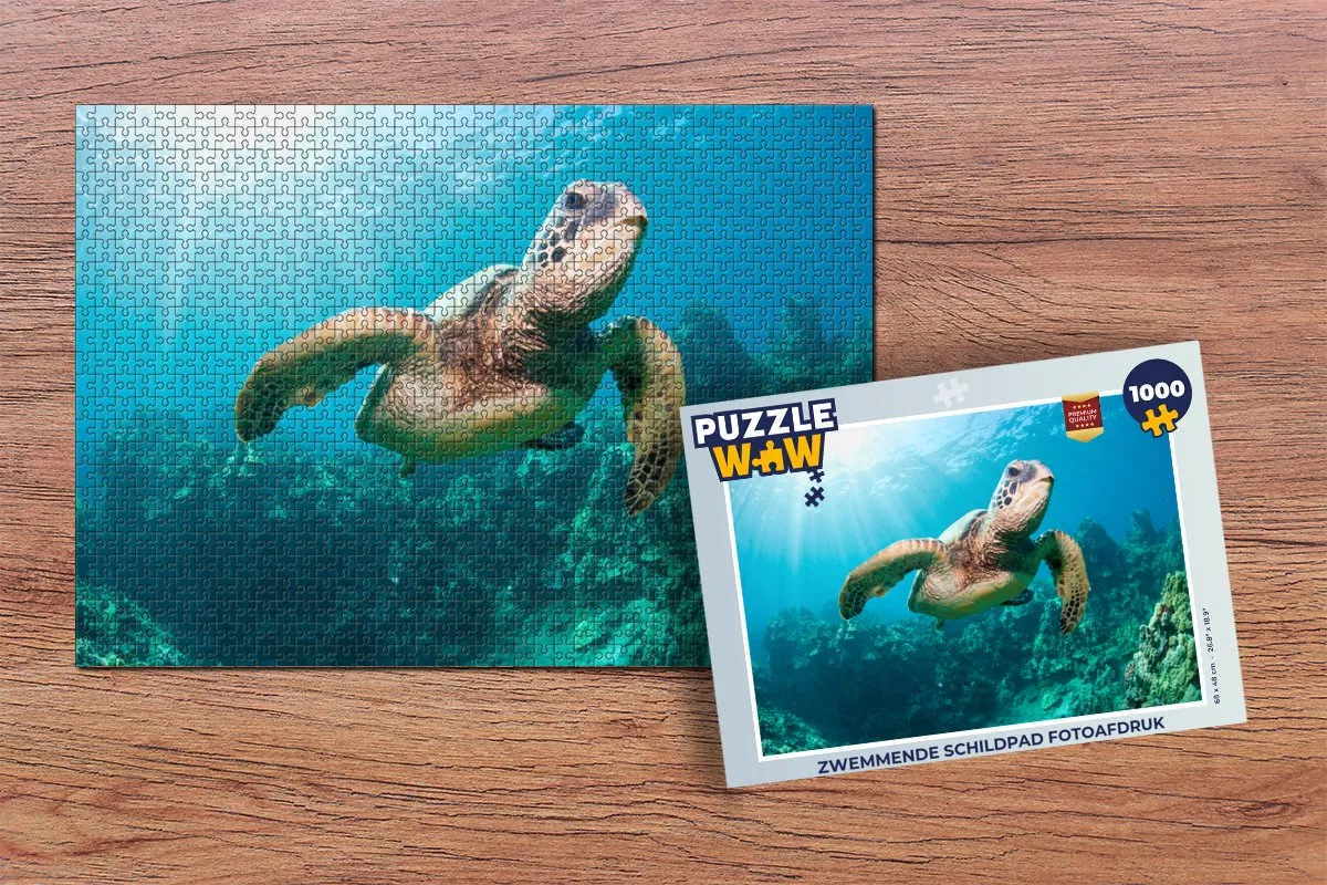 PuzzleWow Zwemmende Schildpad Legpuzzel 1000 Stuks - Multicolor