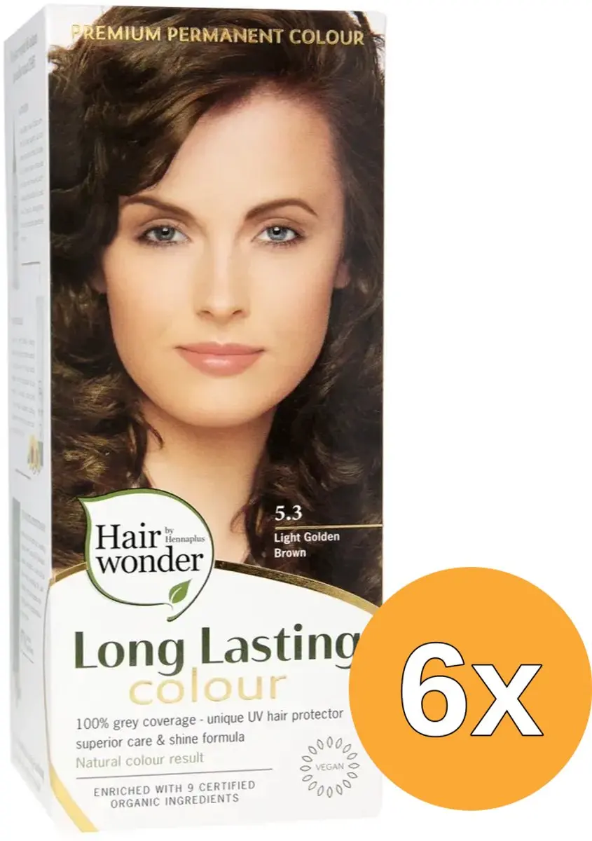 6x Hairwonder Long Lasting Colour 5.3 Golden Brown (100 ml)