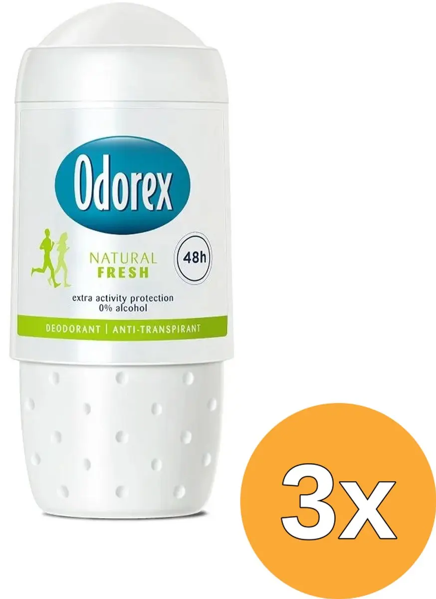 3x Odorex Body Heat Responsive Roller Natural Fresh (50 ml)