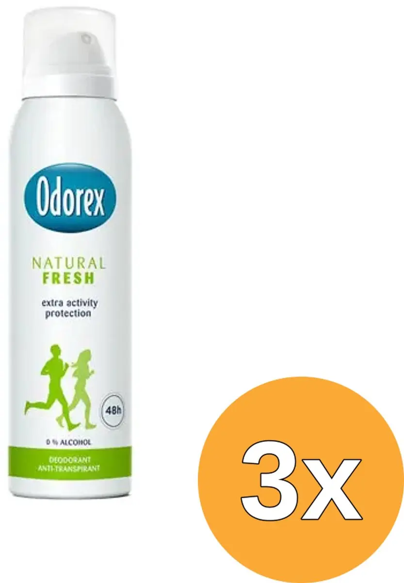 3x Odorex Body heat responsive spray natural fresh (150 ml)