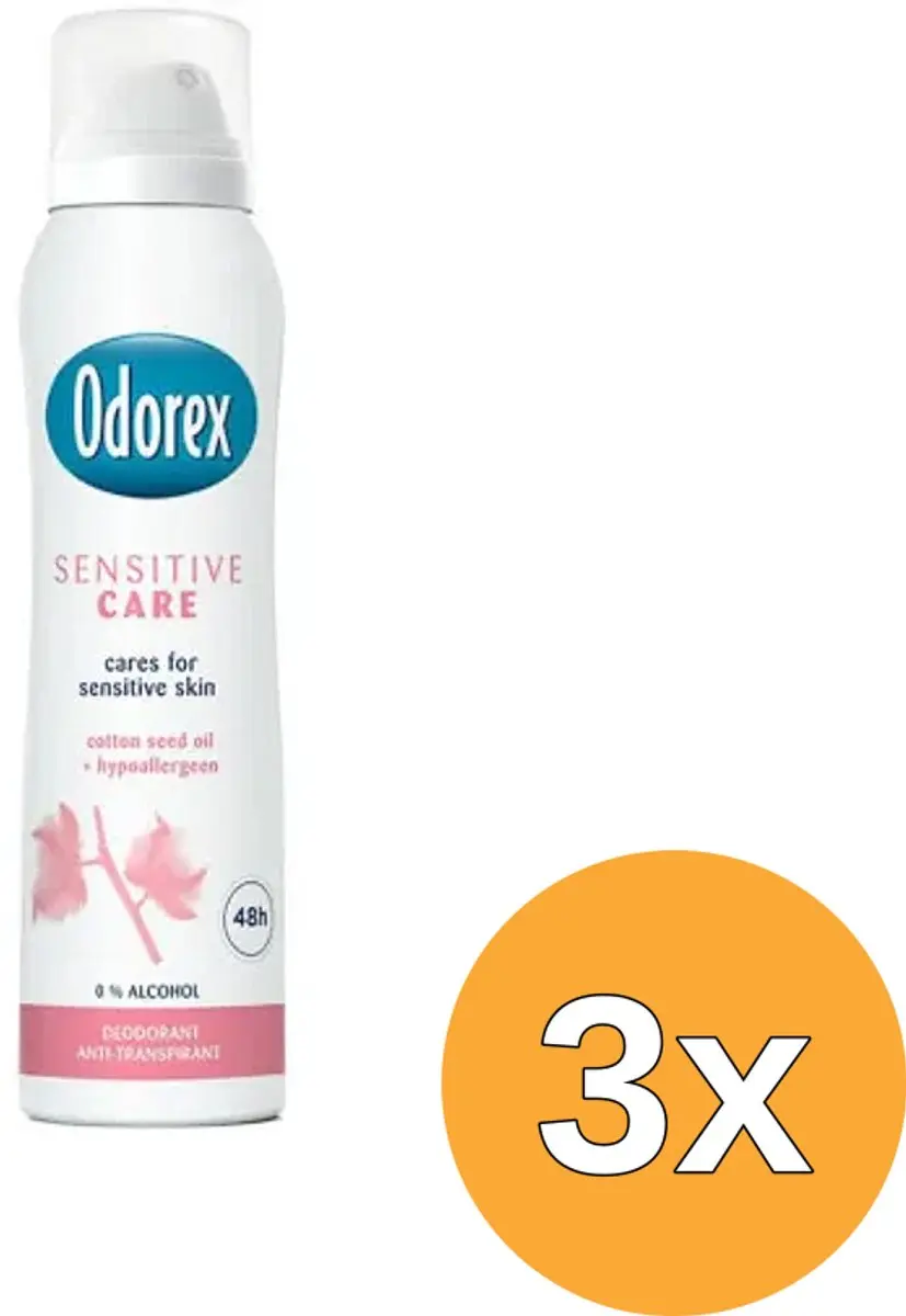 3x Odorex Body heat responsive spray sensitive care (150 ml)