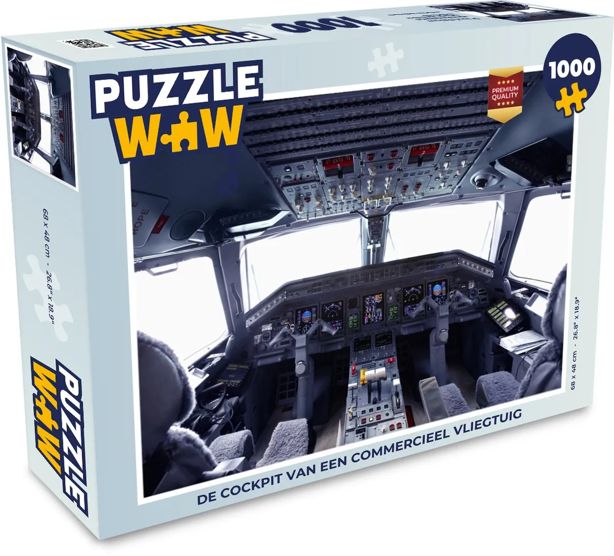 PuzzleWow De Cockpit Commercieel Vliegtuig Legpuzzel 1000 Stuks - Multicolor