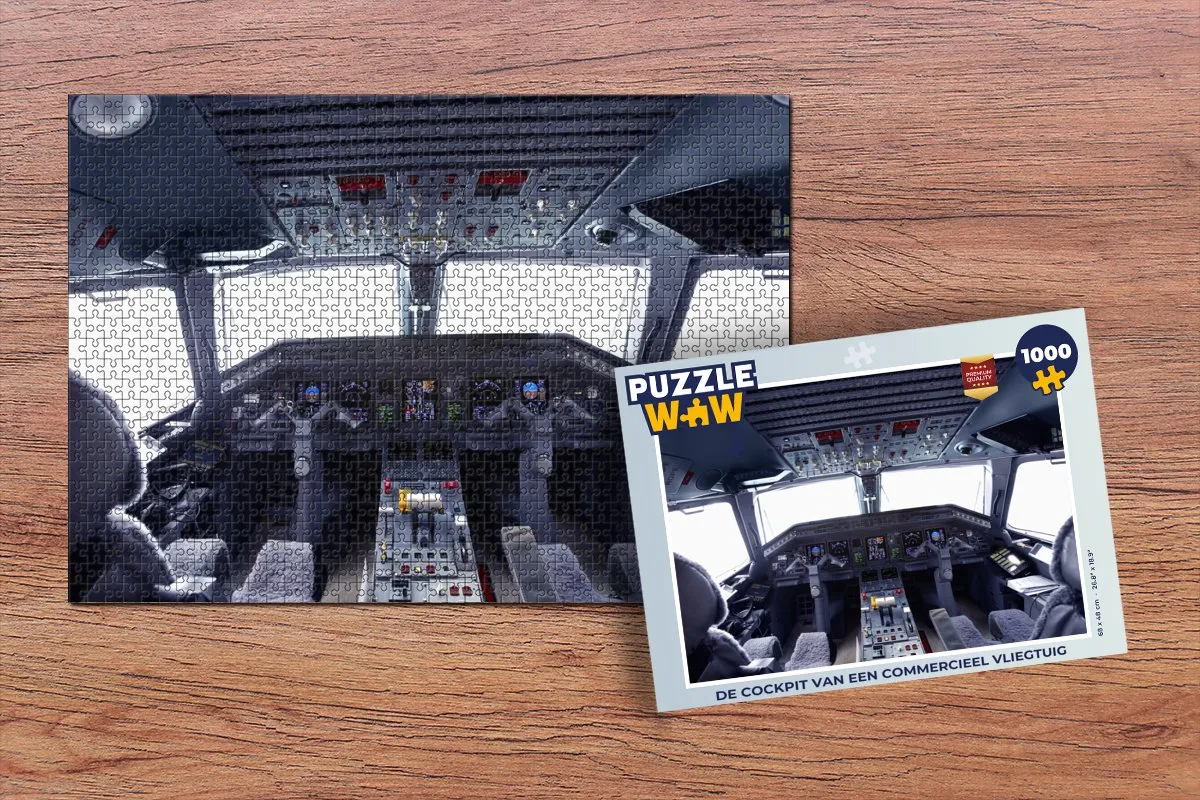 PuzzleWow De Cockpit Commercieel Vliegtuig Legpuzzel 1000 Stuks