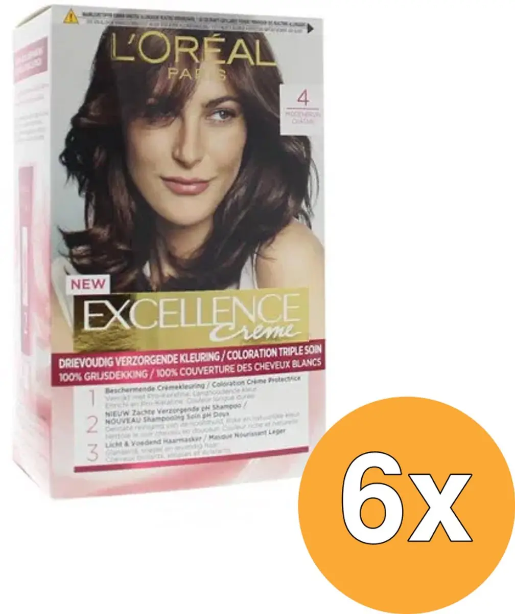 L'Oreal Haarverf Excellence Creme nr. 4 Middenbruin