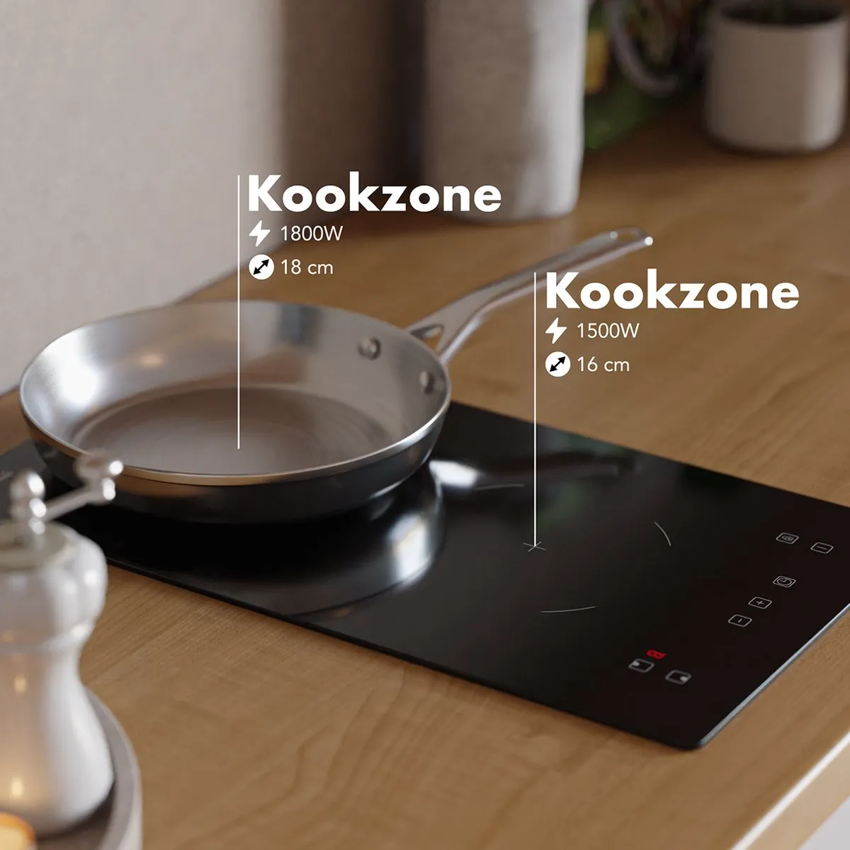 KitchenBrothers KB4049 Inductieplaat 2 Zones - 3300W - Zwart