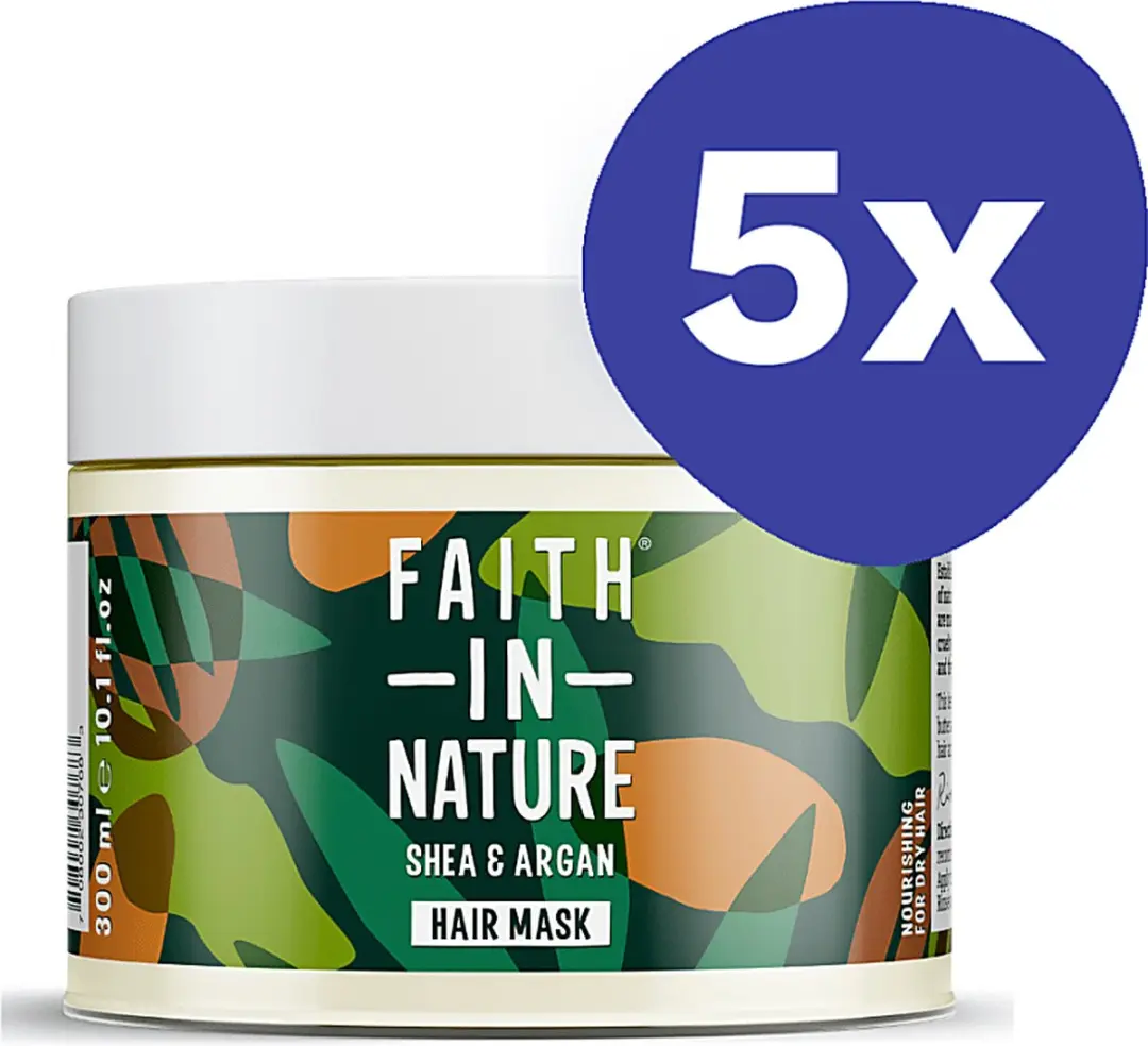 Faith in Nature Shea & Argan Voedend Haarmasker (5x 300ml)