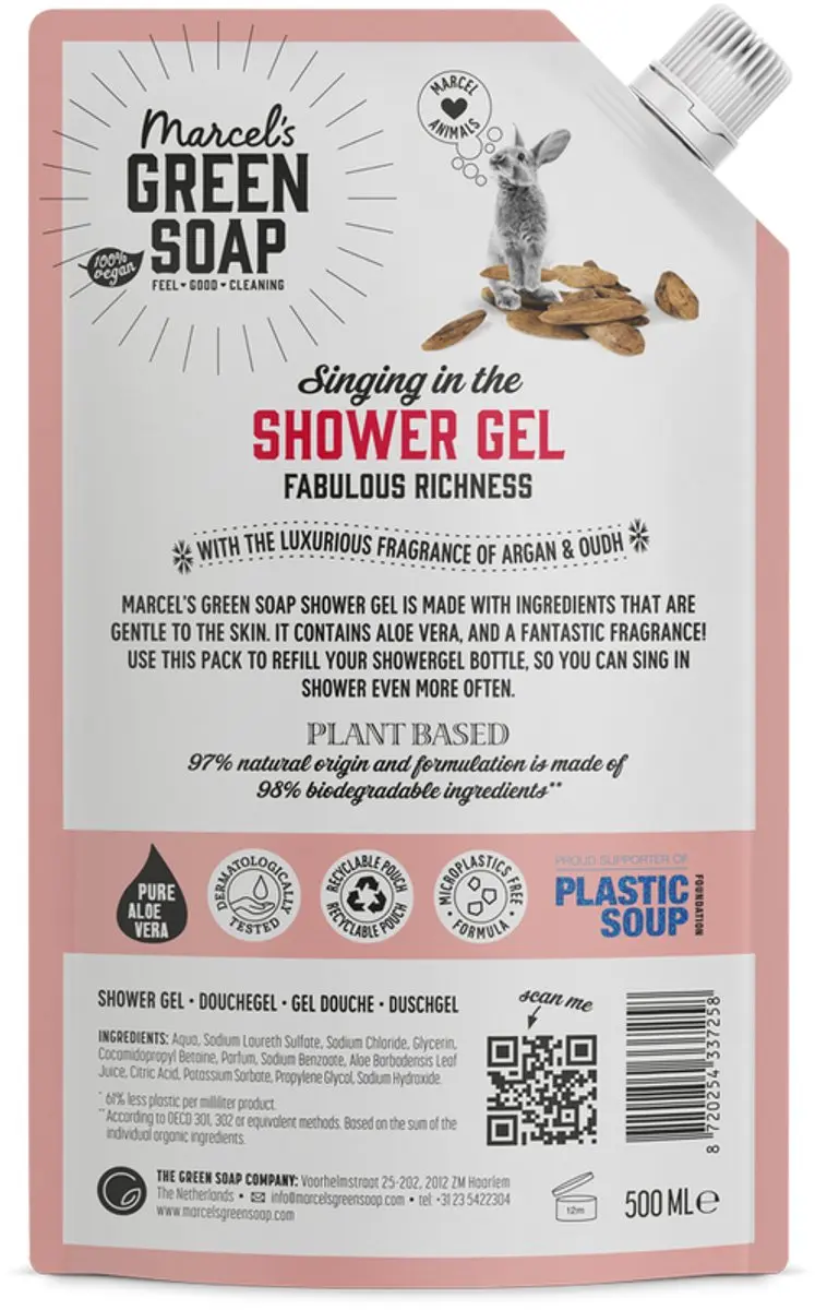 Marcel's Green Soap Douchegel Argan & Oudh Navulling 500ml
