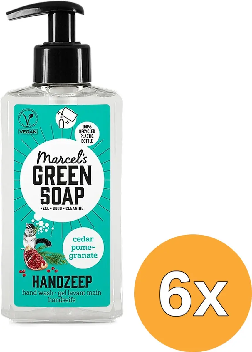 6x Marcel's Green Soap Handzeep Ceder & Granaatappel (250ml)
