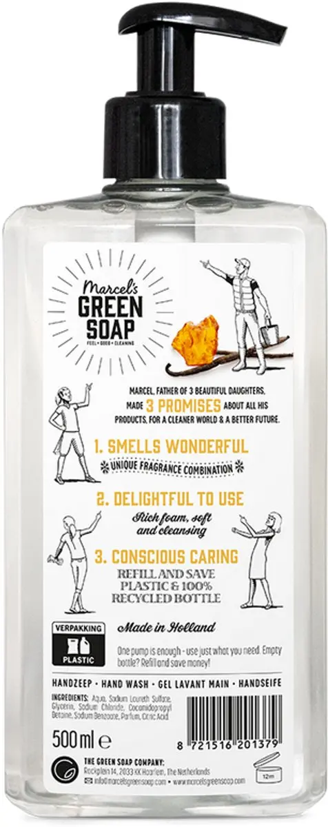 Marcel's Green Soap Handzeep Vanille & Amber 500ml