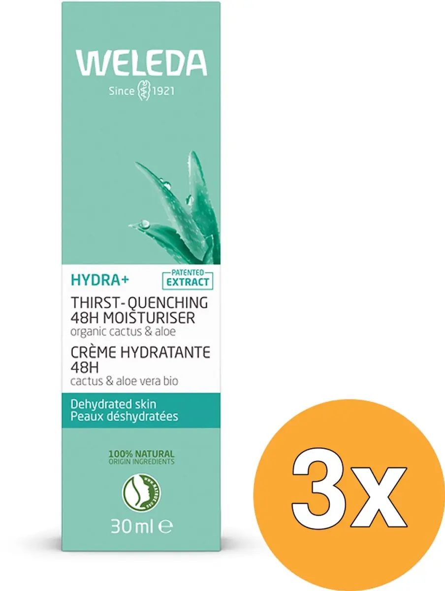3x Weleda Hydra+ 48H Hydraterende Gezichtscreme (30 ml)