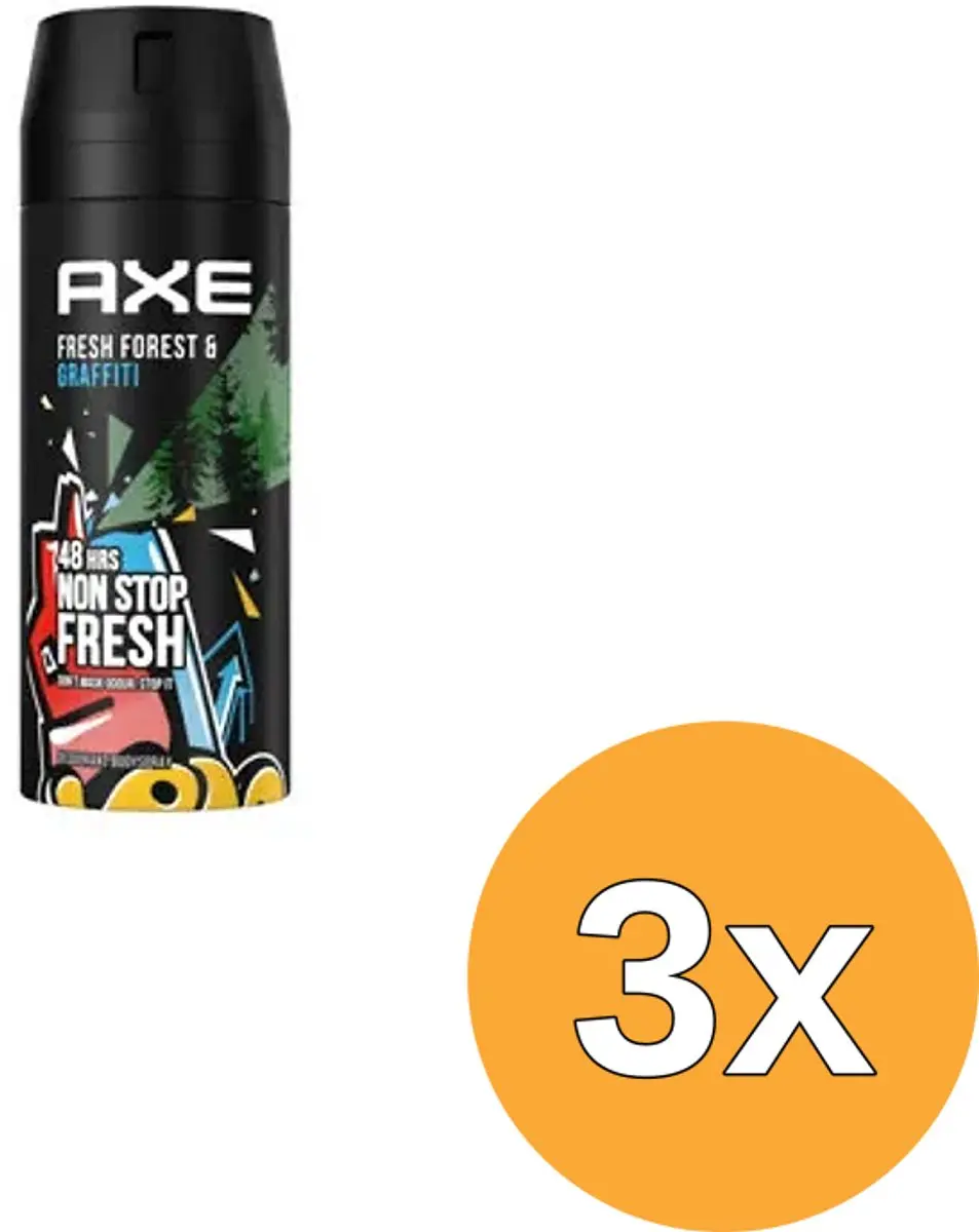 3x Axe Deodorant Bodyspray Fresh Forest &Graffiti (150 ml)