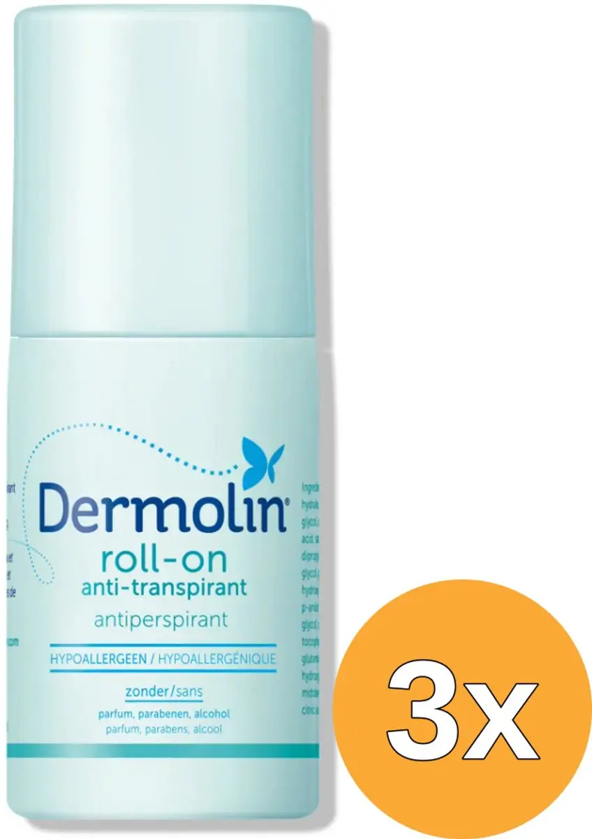 3x Dermolin Anti Transpirant Roller (50 ml)