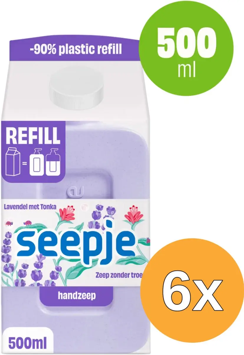 6x Seepje Handzeep Lavendel Refill Pak (500 ml)