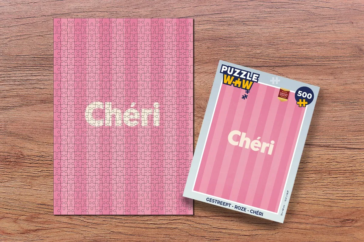 PuzzleWow Gestreept Roze Legpuzzel 500 Stuks - Chéri