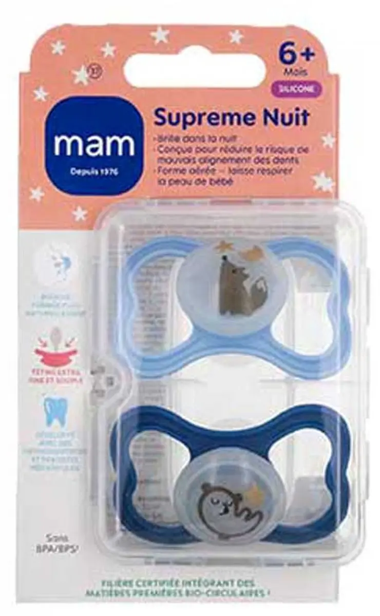 MAM 2 Supreme NachtSpenen 6 Maanden en Ouder (Kleur : Lichtblauwe vos en donkerb