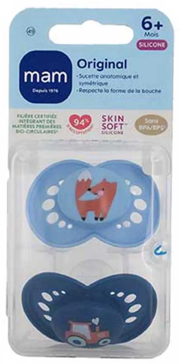 MAM 2 Originele Natuurlijke Fopspenen Vanaf 6 Maanden (Modellen : Vos en trekker