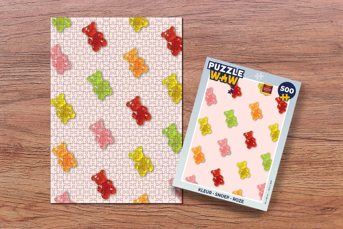 PuzzleWow Snoep Roze Legpuzzel 500 Stuks - Gummy