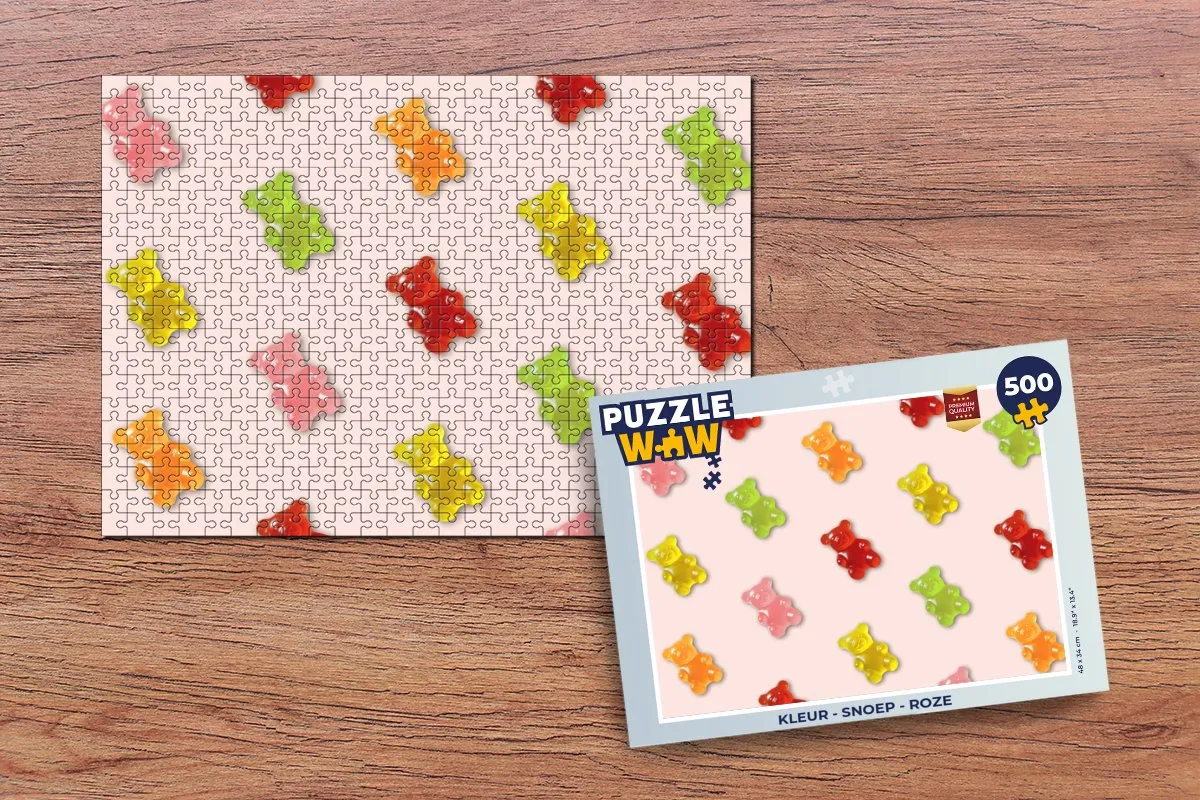 PuzzleWow Snoep Roze Legpuzzel 500 Stuks - Gummy
