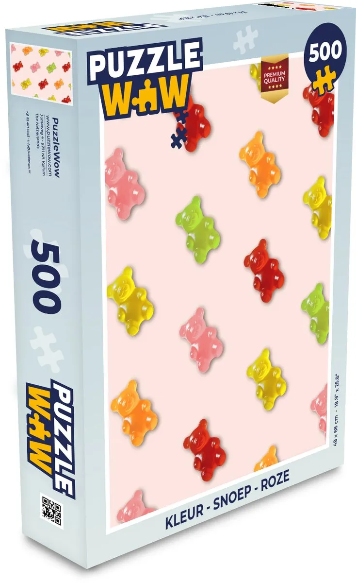 PuzzleWow Snoep Roze Legpuzzel 500 Stuks - Gummy