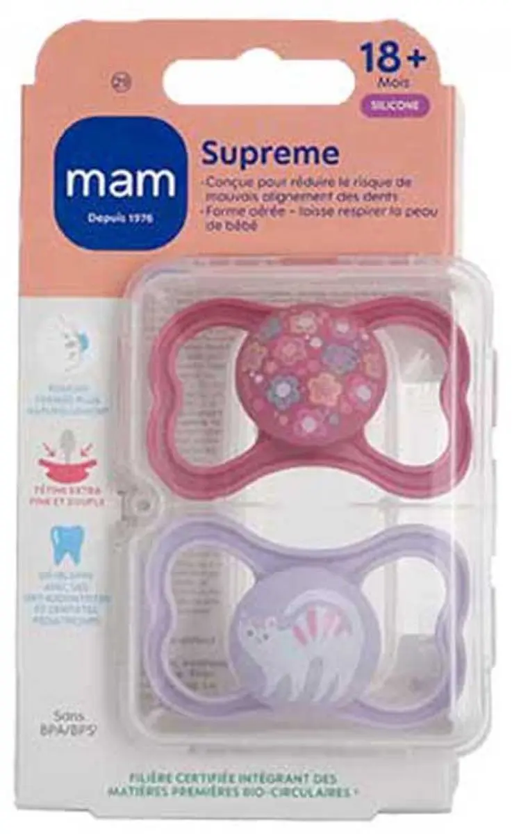 MAM 2 Supreme Fopspenen 18 Maanden en Ouder (Modellen : Bloemen en Kitten)