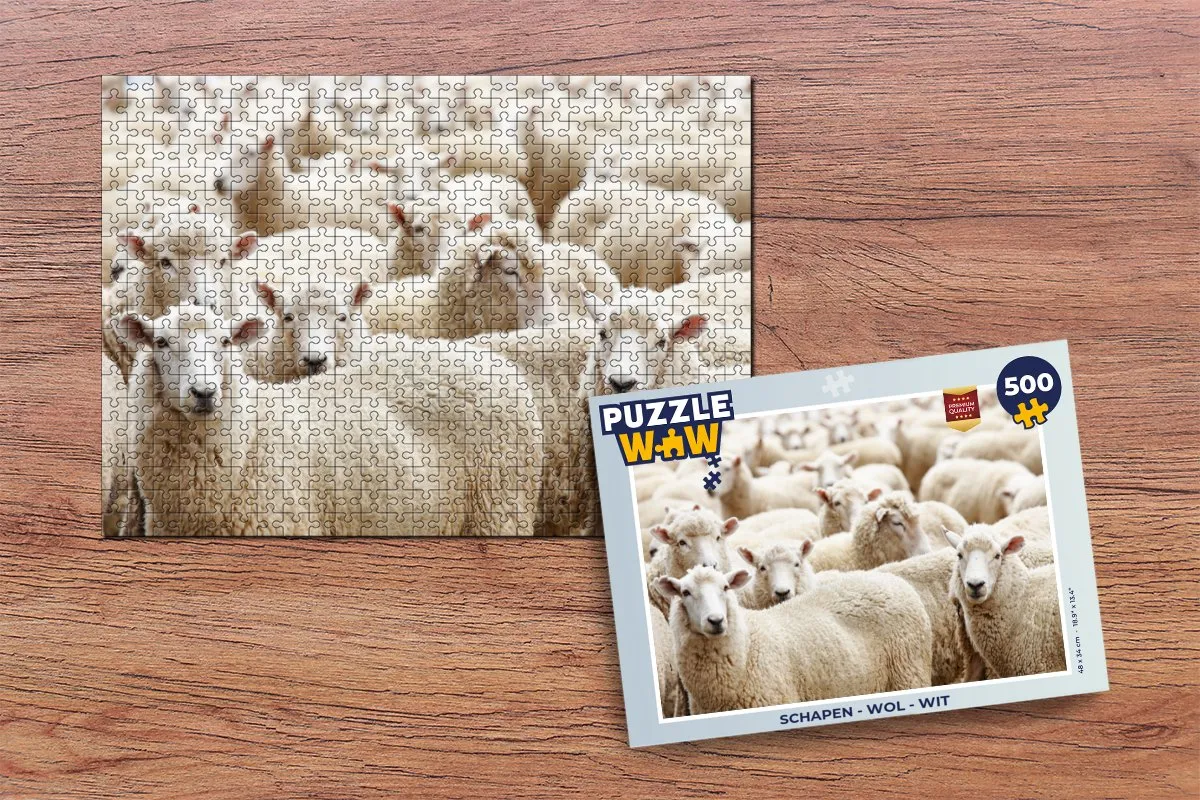 PuzzleWow Wol Puzzel 500 Stuks - Wit