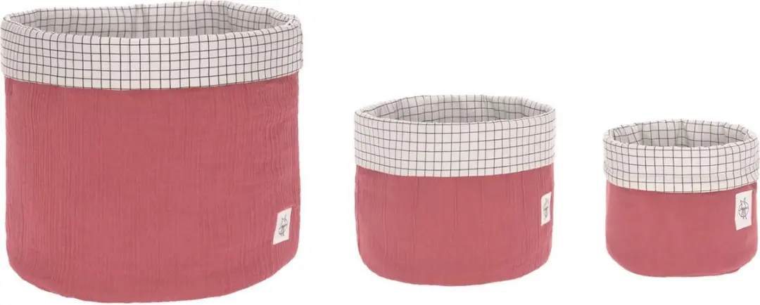 Lässig opberg manden voor de kinderkamer Set Muslin Rosewood 3 Stuks