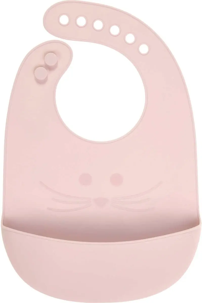 Lässig slabbetje Silicone Little Chums Mouse roze 6 tot 24 maanden
