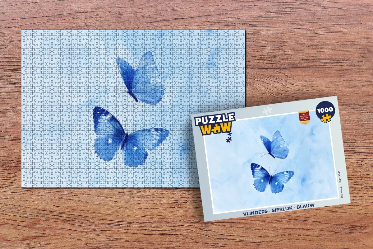PuzzleWow Vlinders Legpuzzel 1000 Stuks - Blauw