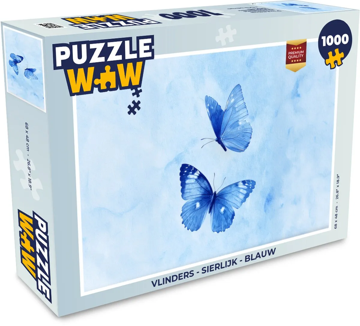 PuzzleWow Vlinders Legpuzzel 1000 Stuks - Blauw