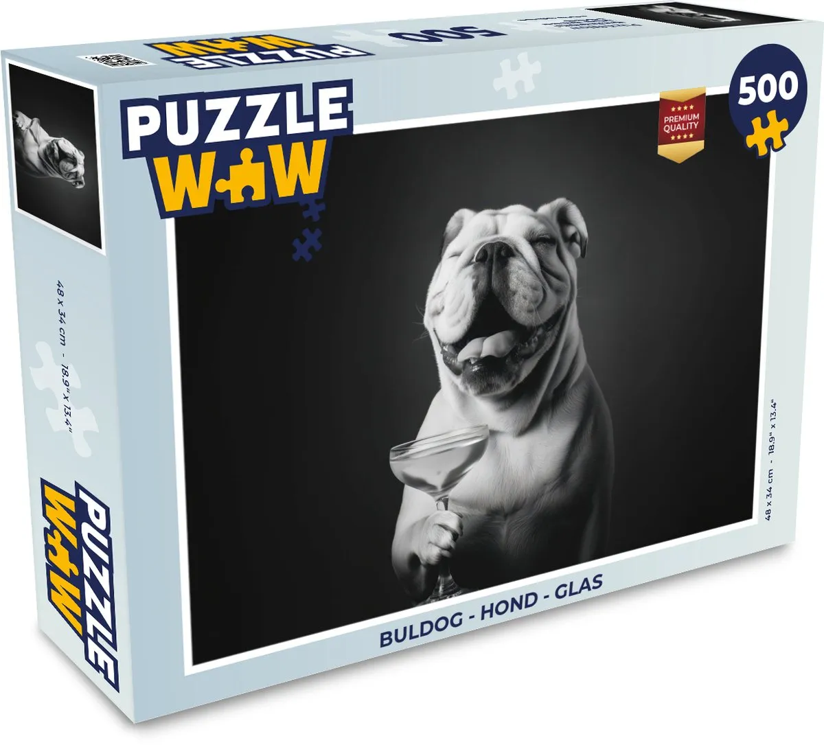 PuzzleWow Buldog Glas Legpuzzel 500 Stuks