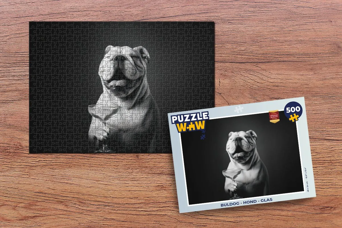 PuzzleWow Buldog Glas Legpuzzel 500 Stuks - MPN 8721414227549