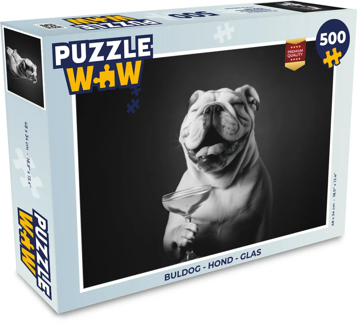 PuzzleWow Buldog Glas Legpuzzel 500 Stuks - MPN 8721414227549