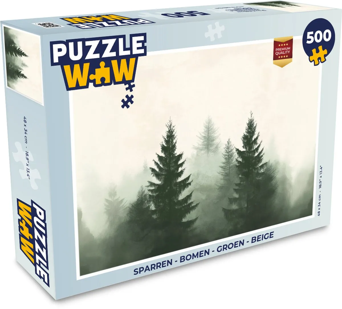 PuzzleWow Bomen Legpuzzel 500 Stuks - Mistgroen