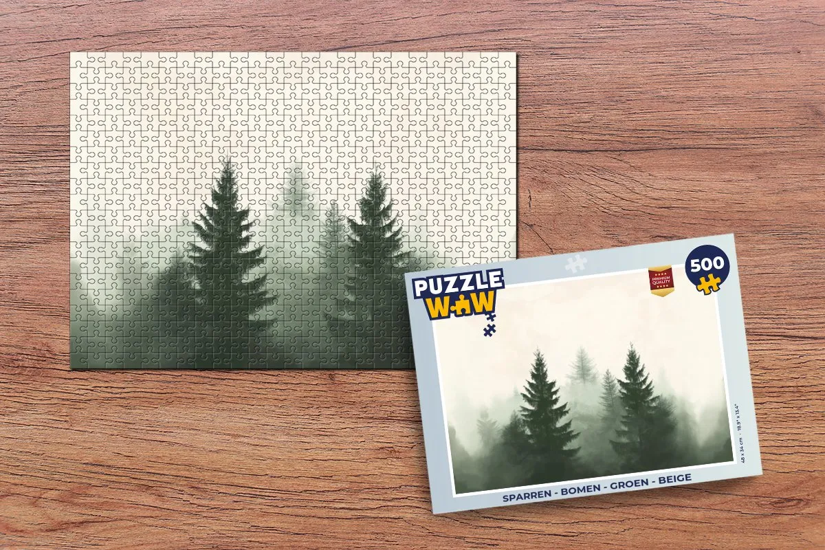 PuzzleWow Bomen Legpuzzel 500 Stuks - Mistgroen