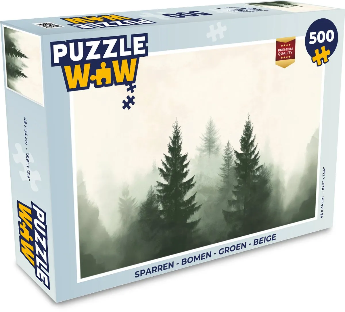 PuzzleWow Bomen Legpuzzel 500 Stuks - Mistgroen