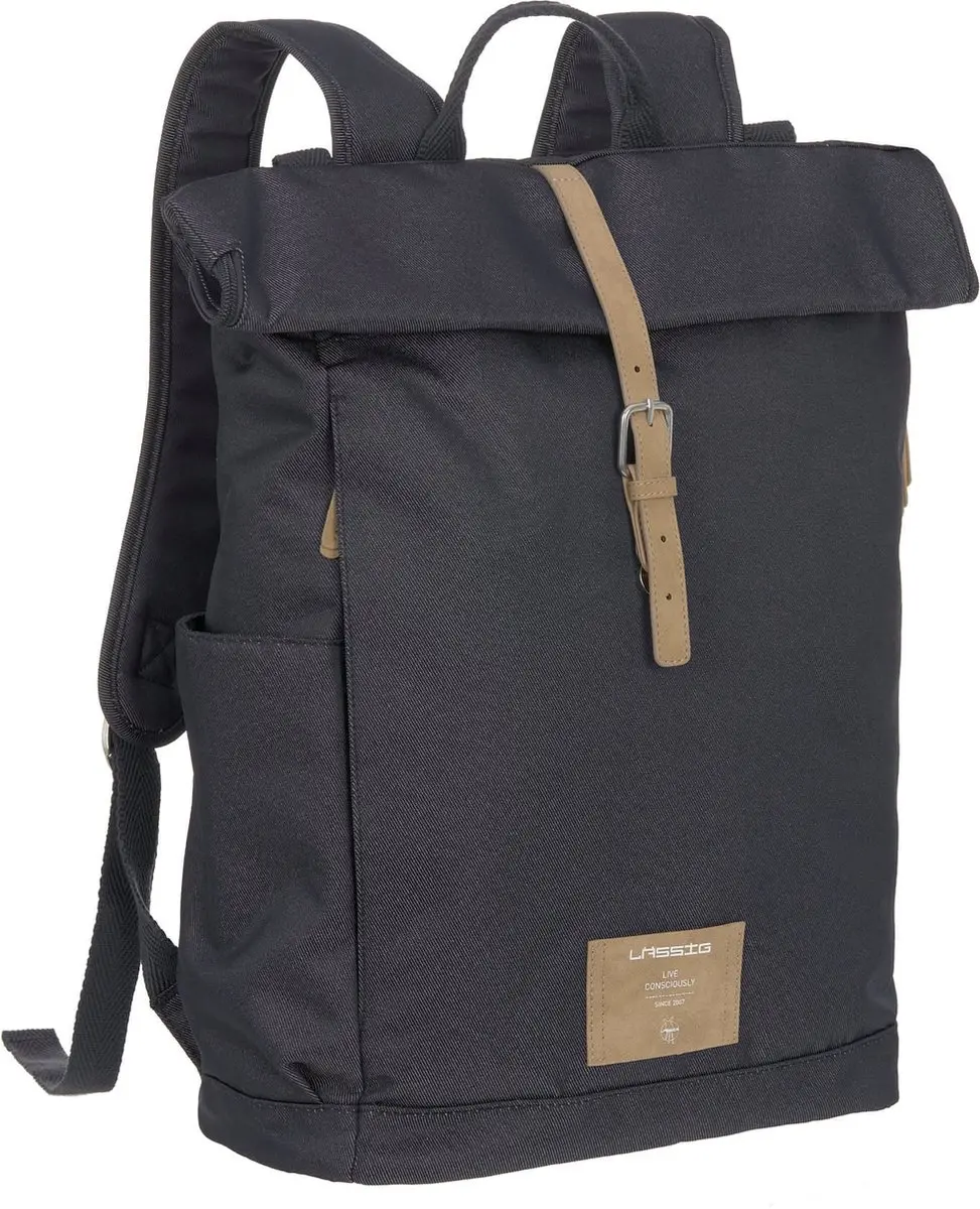 LÄSSIG Luiertas Rolltop Backpack rugzak incl verschoningsmatje denim blauw Limi