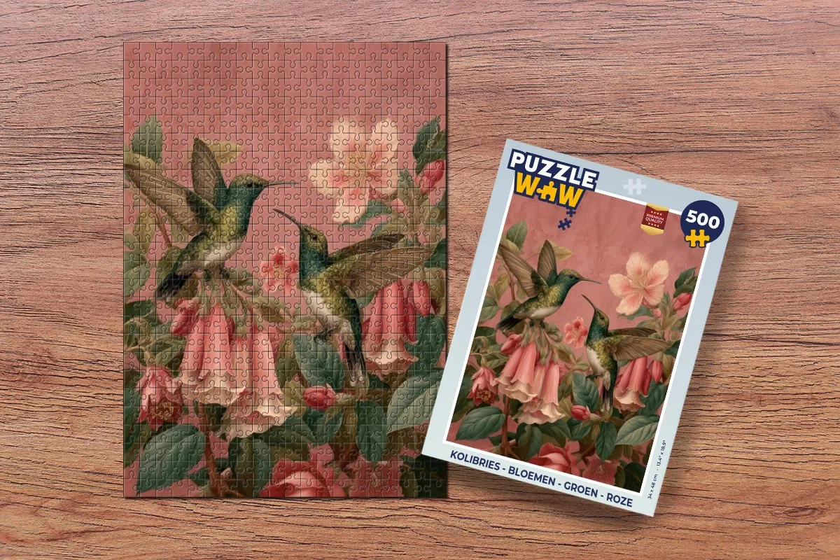 PuzzleWow Kolibries Bloemen Legpuzzel 500 Stuks