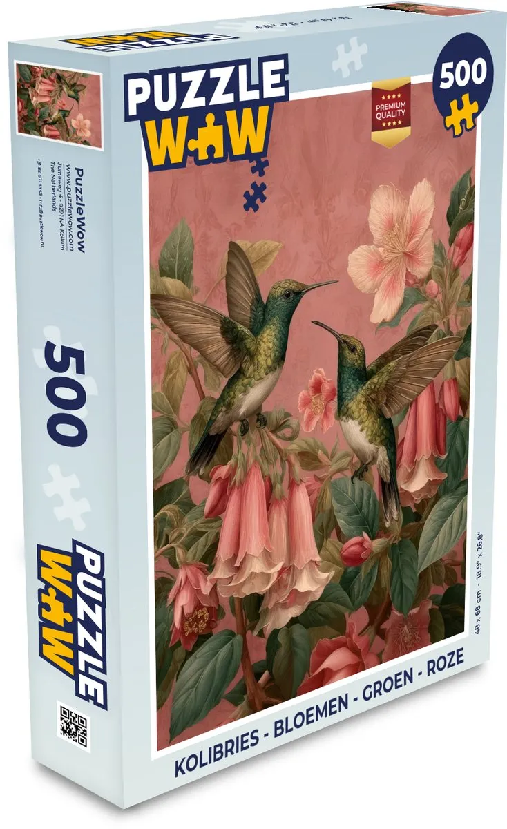 PuzzleWow Kolibries Bloemen Legpuzzel 500 Stuks