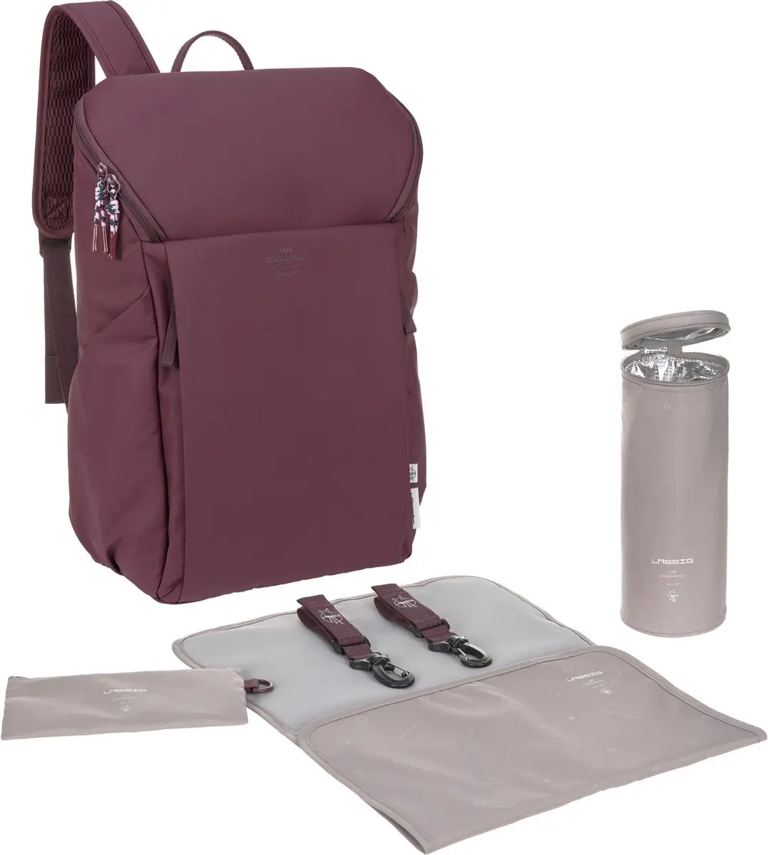 Lässig Luiertas Green Label Slender Up Backpack Rugzak deep red