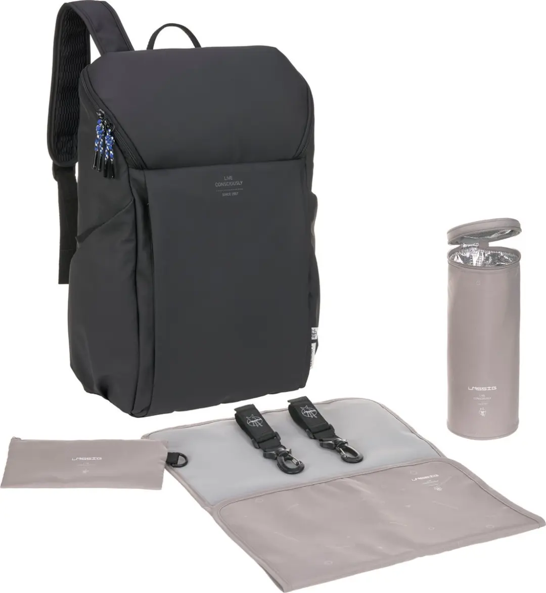 Lässig Luiertas Green Label Slender Up Backpack Rugzak black