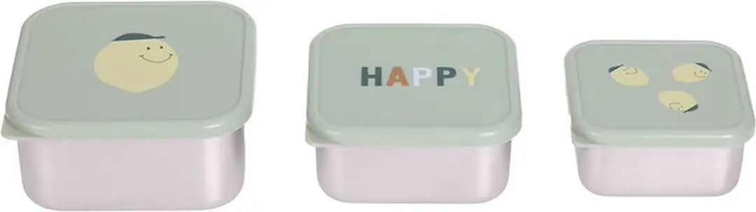 Lässig Happy Fruits Lemon Snackbox 3-delig - RVS Bewaarbakjes 500ml