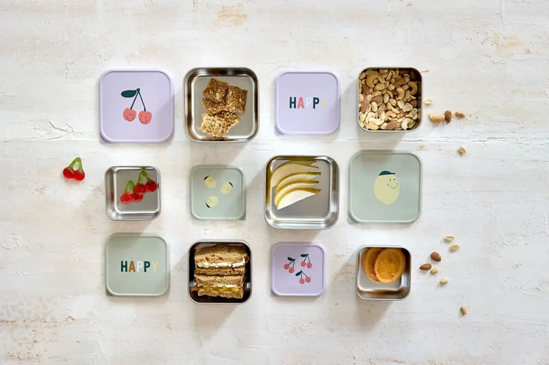 Lässig Happy Fruits Lemon Snackbox 3-delig - RVS Bewaarbakjes 500ml