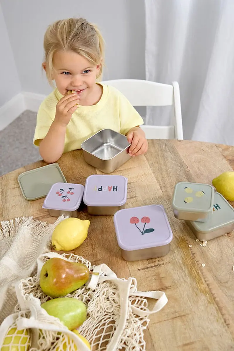 Lässig Happy Fruits Lemon Snackbox 3-delig - RVS Bewaarbakjes 500ml