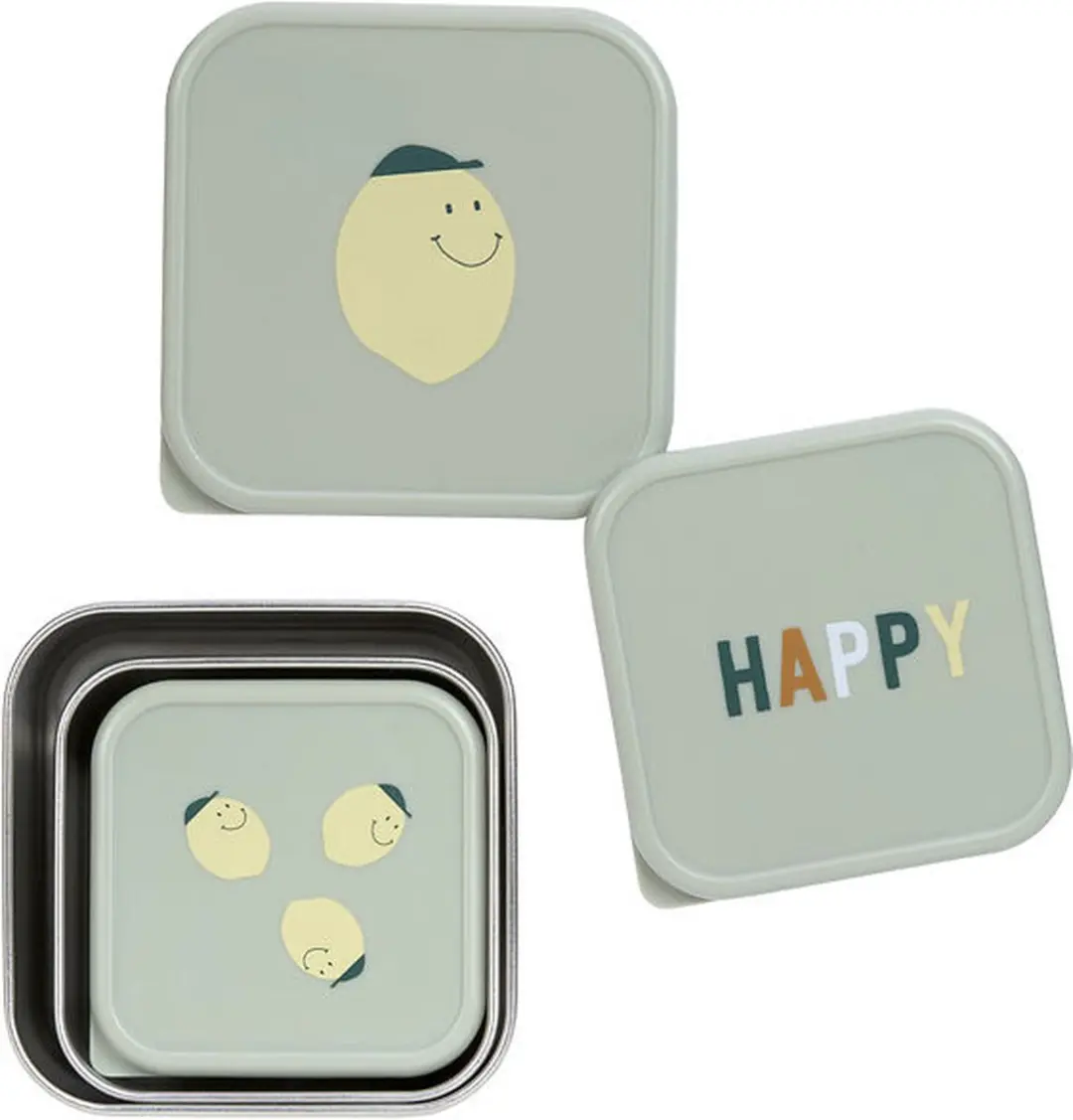 Lässig Happy Fruits Lemon Snackbox 3-delig - RVS Bewaarbakjes 500ml